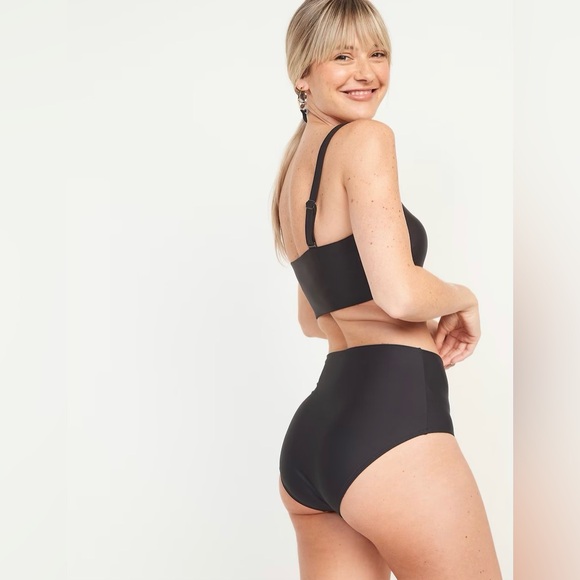 🆕 Old Navy Women’s High-Waisted Bikini Swim Bottoms Black M 8-10 - Picture 2 of 15